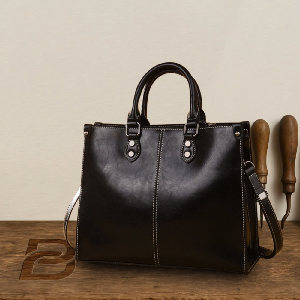 Fourre-tout en cuir véritable à l'élégance classique