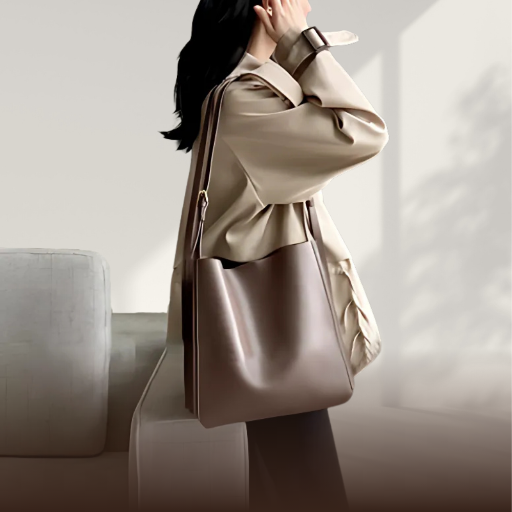 Sac fourre-tout rétro en cuir véritable