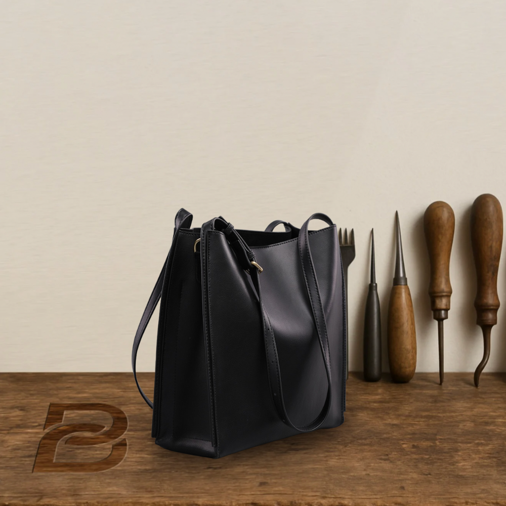Sac fourre-tout rétro en cuir véritable