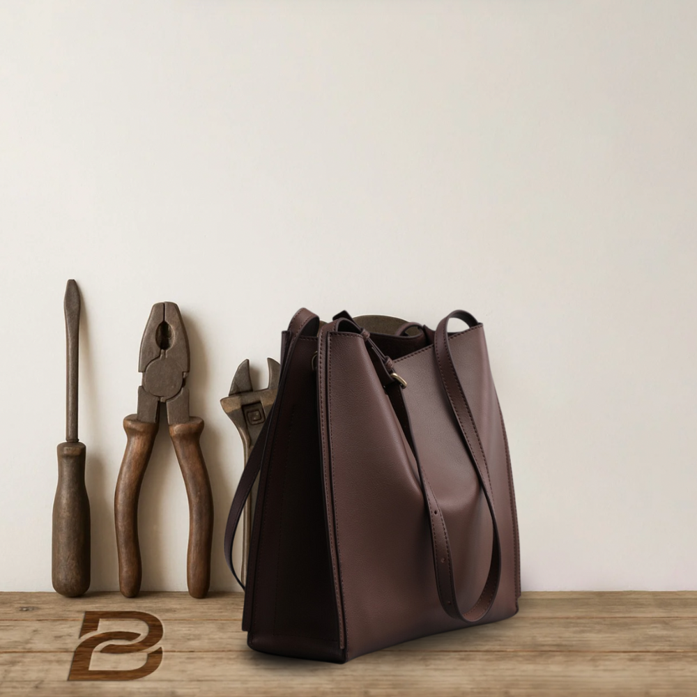 Sac fourre-tout rétro en cuir véritable