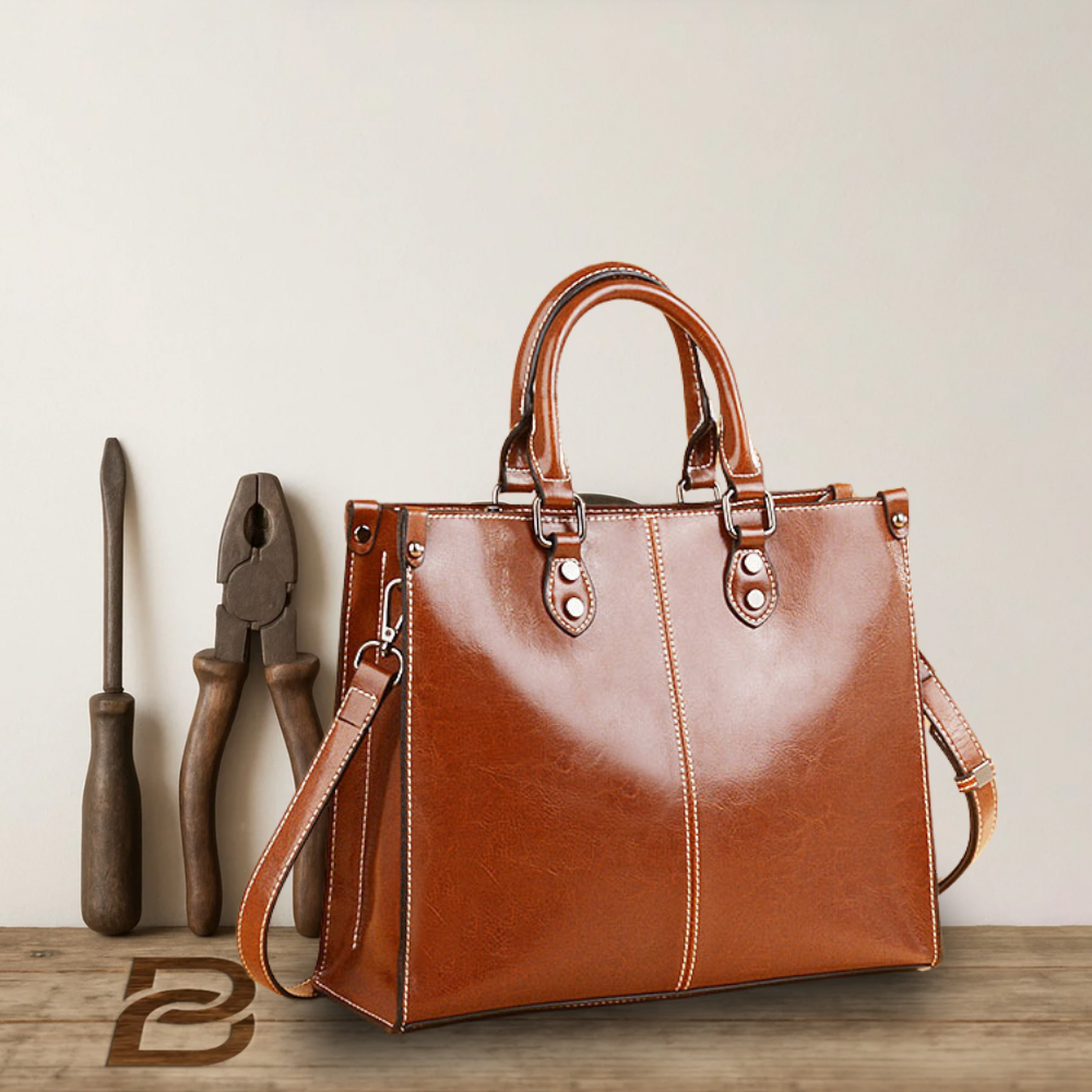 Fourre-tout en cuir véritable à l'élégance classique
