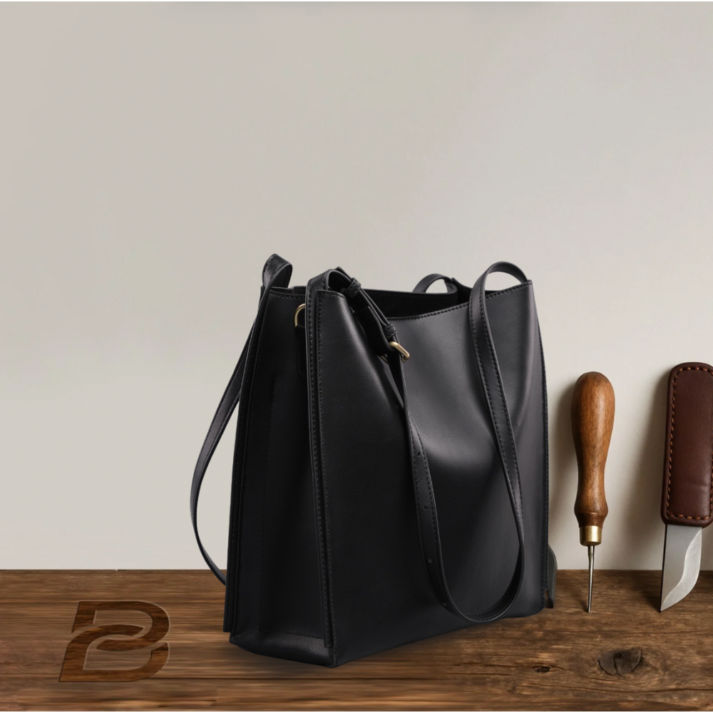 Sac fourre-tout rétro en cuir véritable