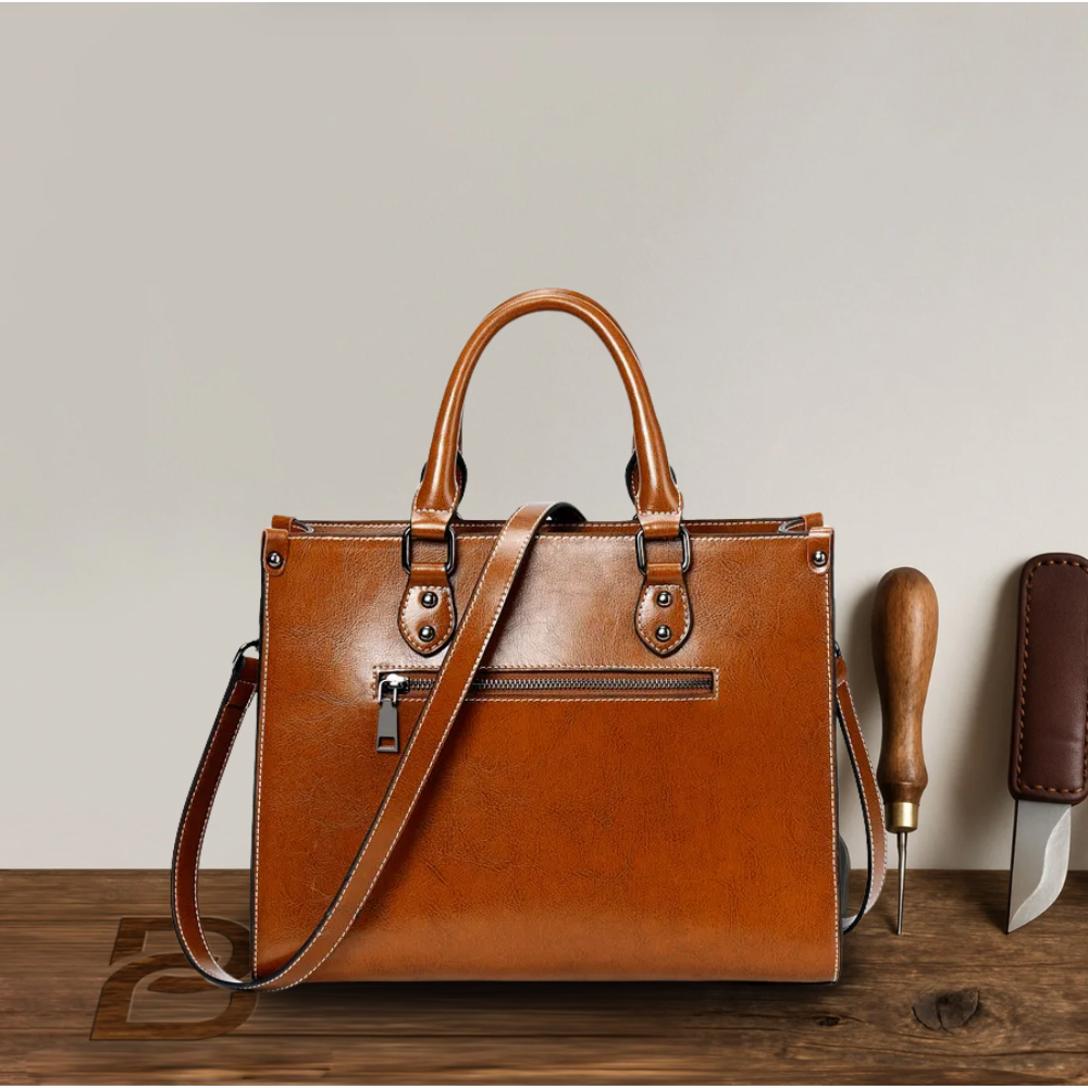 Fourre-tout en cuir véritable à l'élégance classique