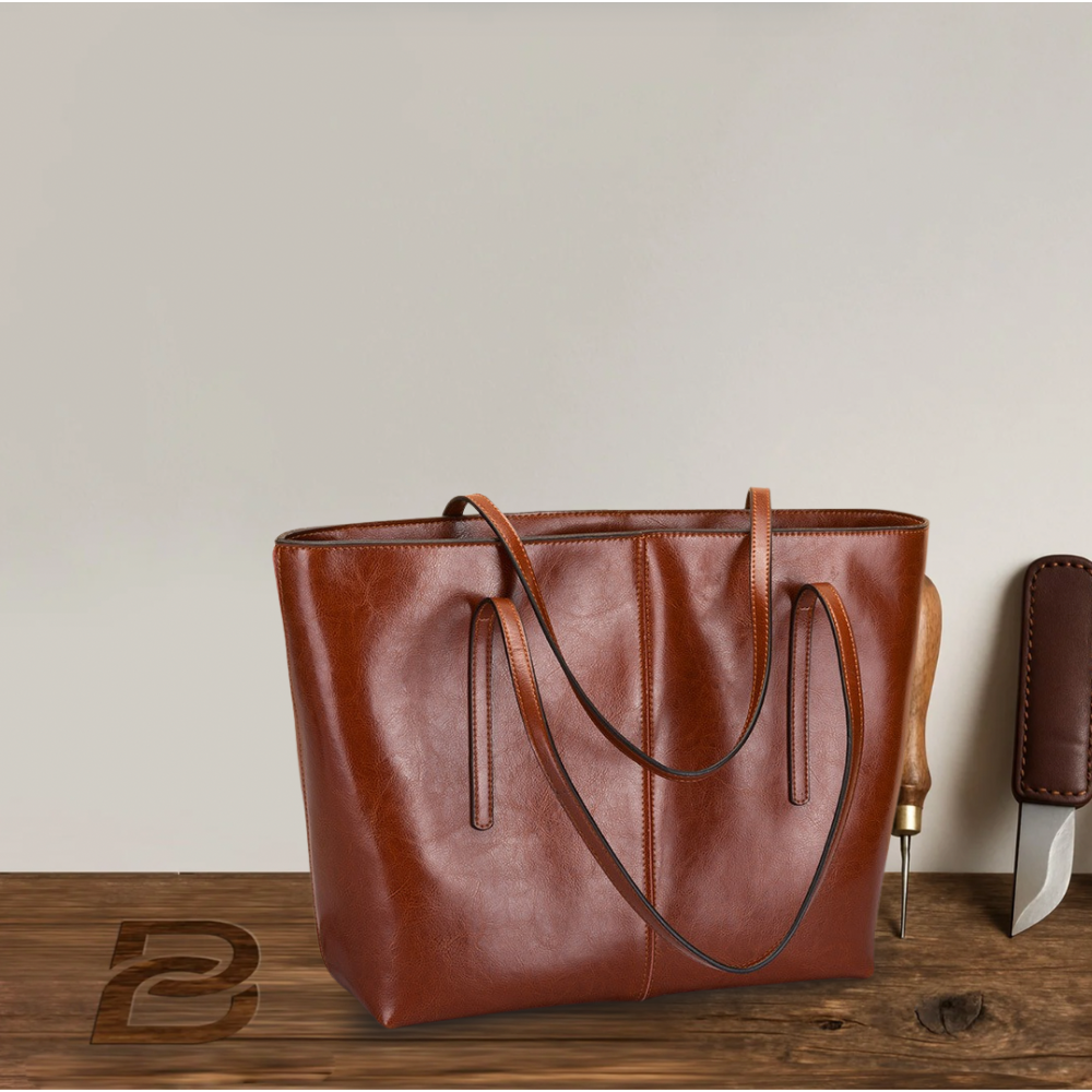 Sac shopper en cuir lisse classique