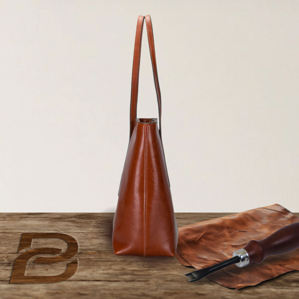 Sac shopper en cuir lisse classique
