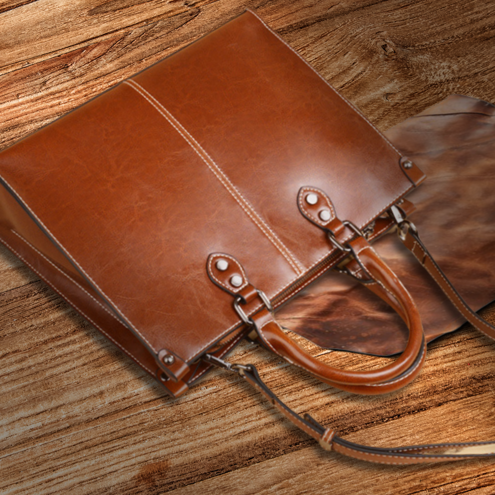 Fourre-tout en cuir véritable à l'élégance classique